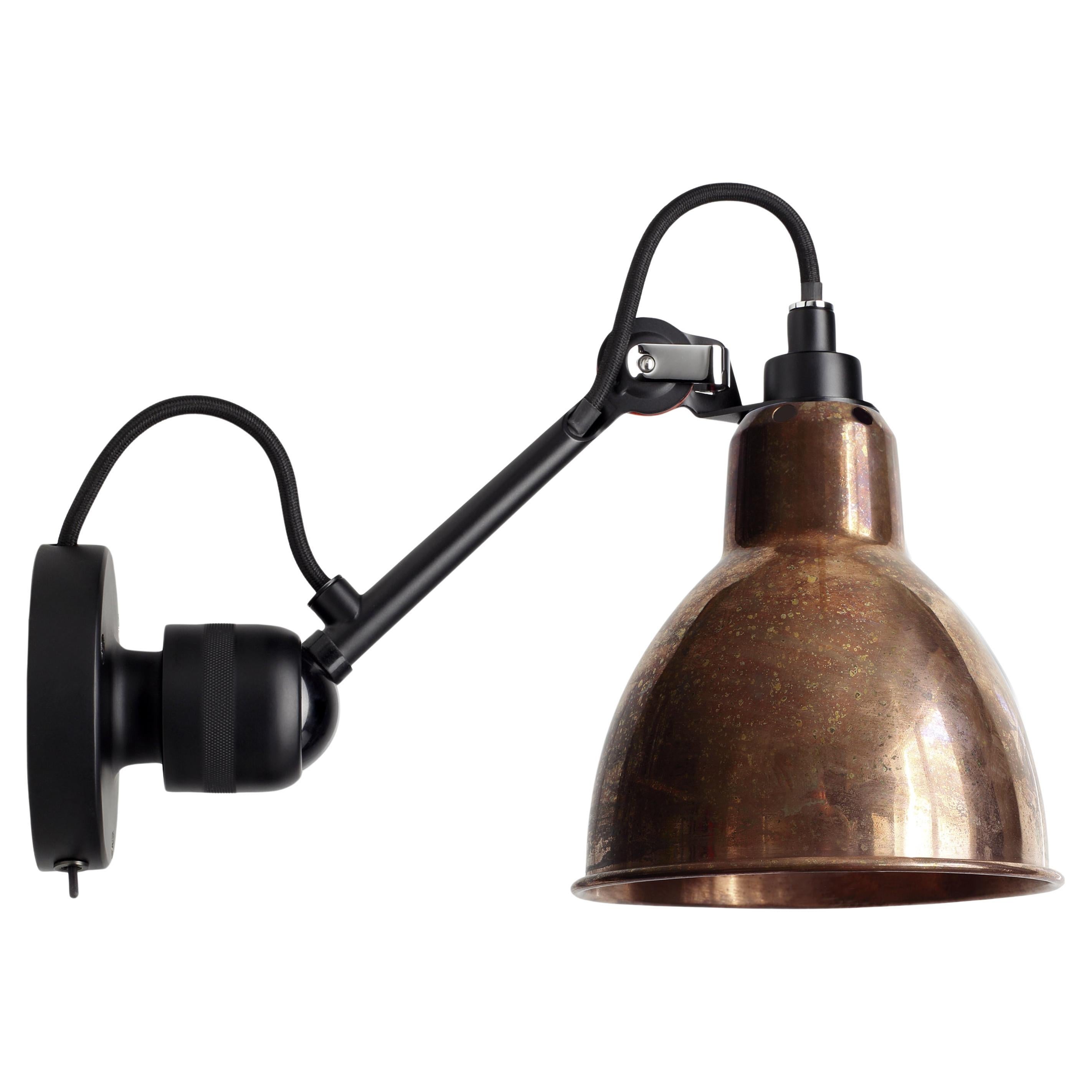 DCW Editions La Lampe Gras N°304 SW Wall Lamp in Black Arm and Raw Copper Shade For Sale