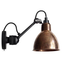 DCW Editions La Lampe Gras N°304 SW Wall Lamp in Black Arm and Raw Copper Shade