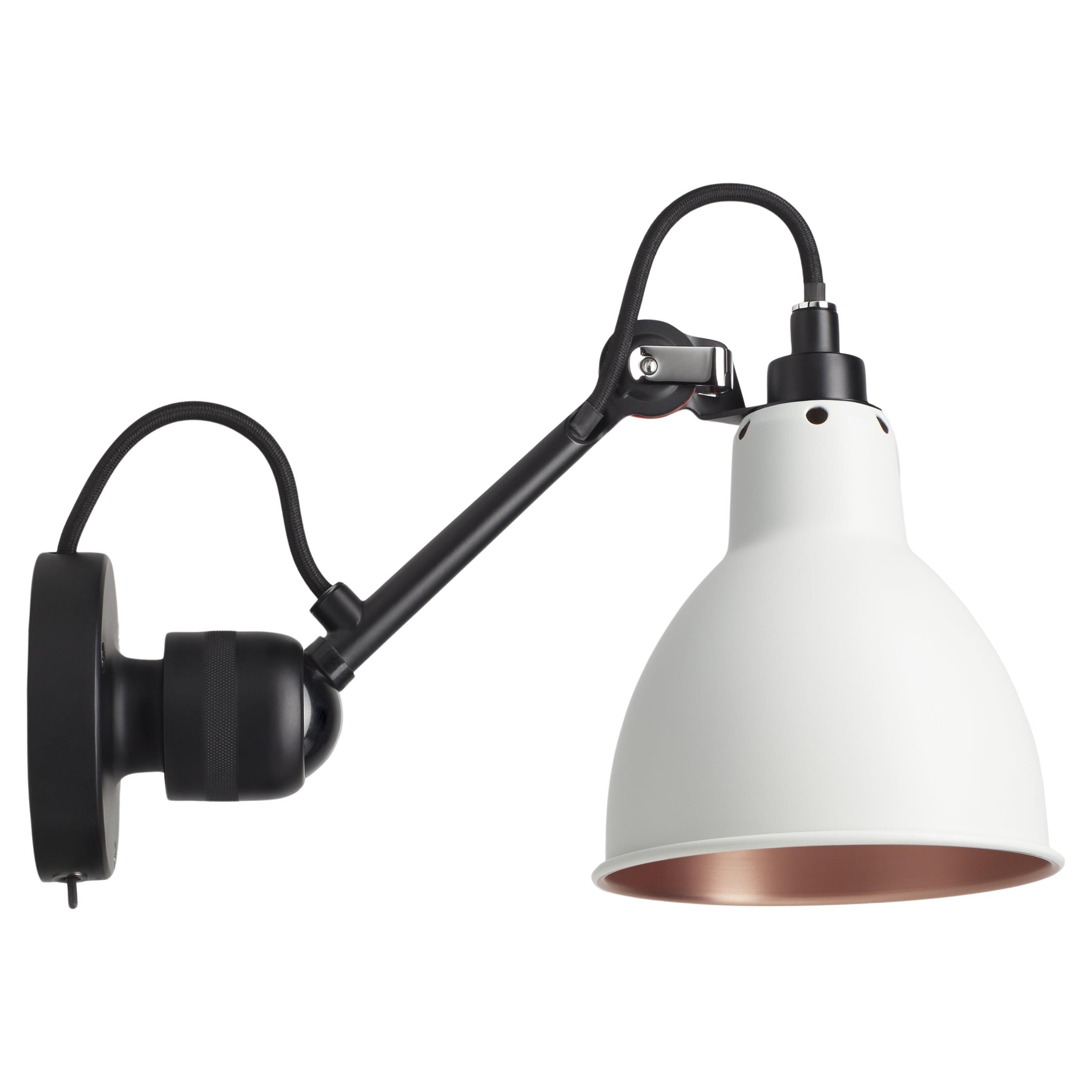 DCW Editions La Lampe Gras N°304 SW Wandleuchte mit schwarzem Arm und weißem Kupferschirm