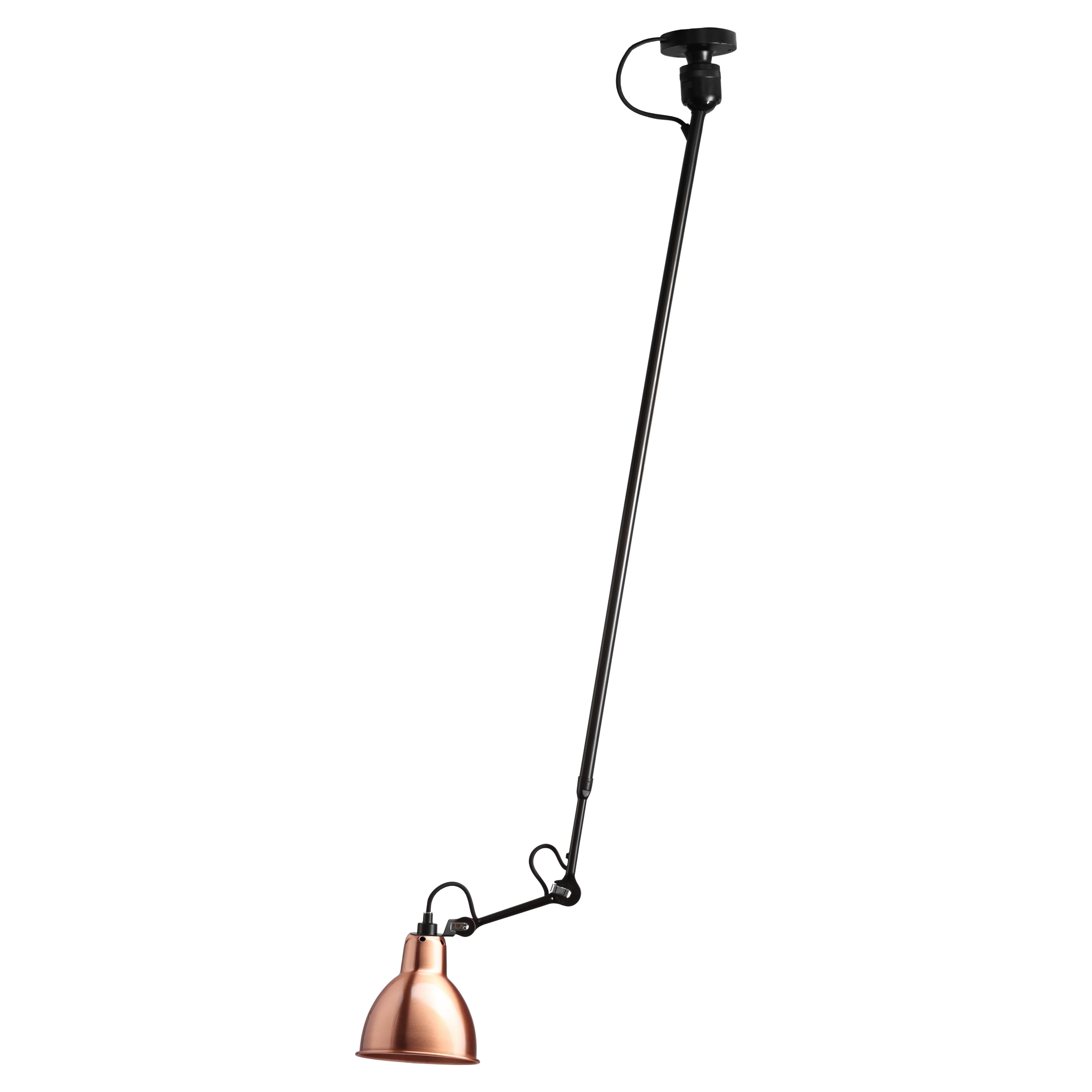 DCW Editions La Lampe Gras N°302 L Pendant Light in Black Arm and Copper Shade For Sale