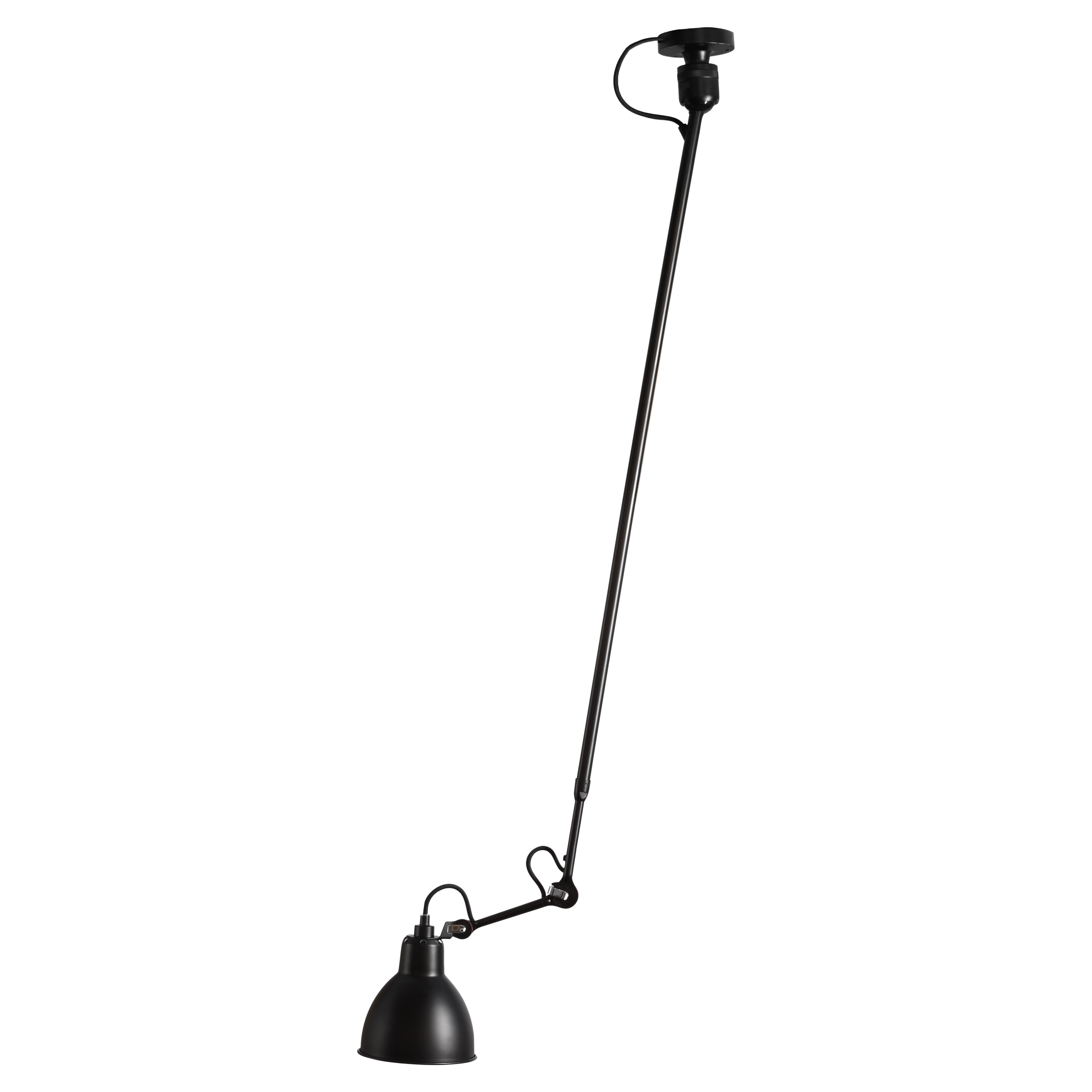 DCW Editions La Lampe Gras N°302 L Pendant Light in Black Arm and Black Shade For Sale
