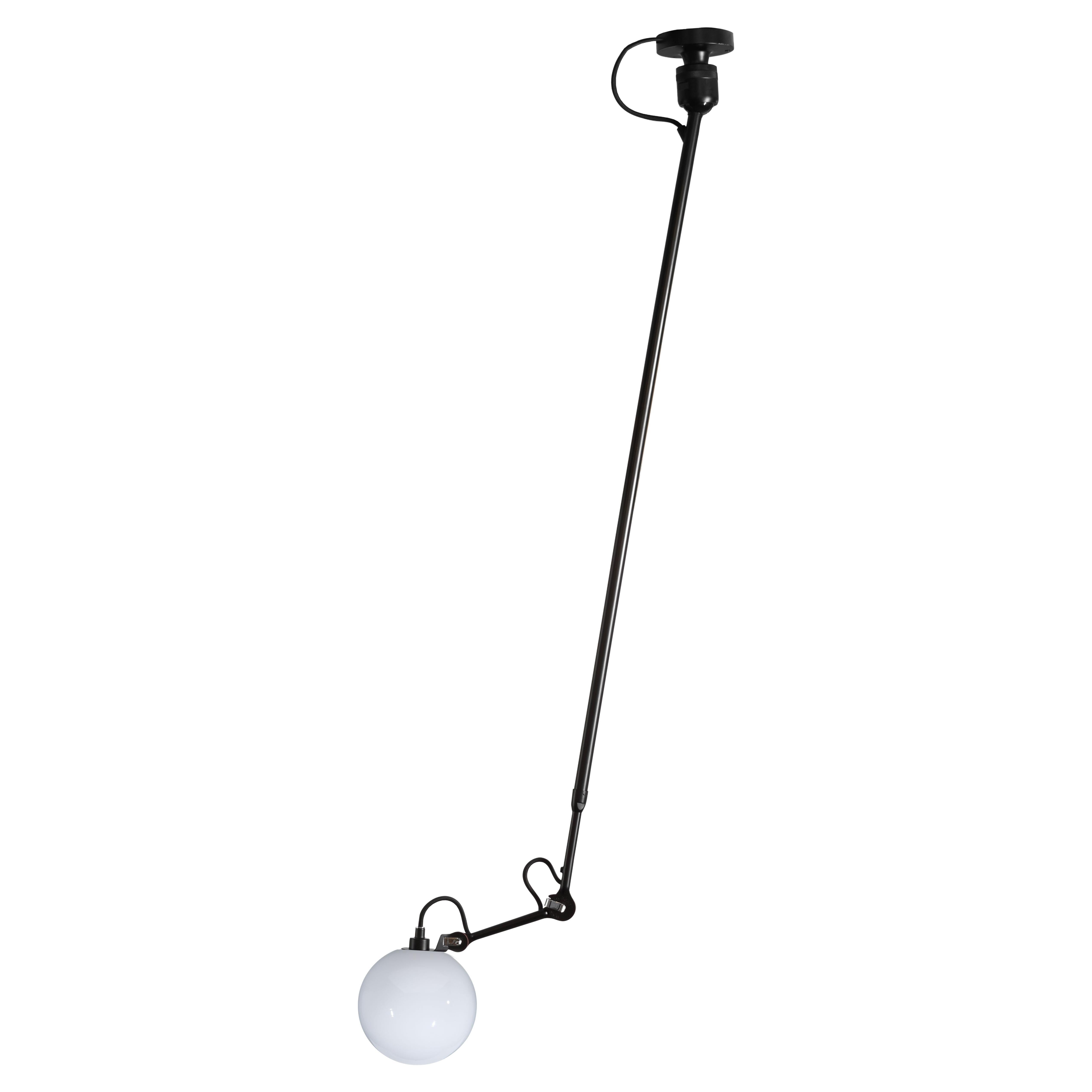 DCW Editions La Lampe Gras N°302 L Pendant Light in Black Arm & Small Glassball For Sale