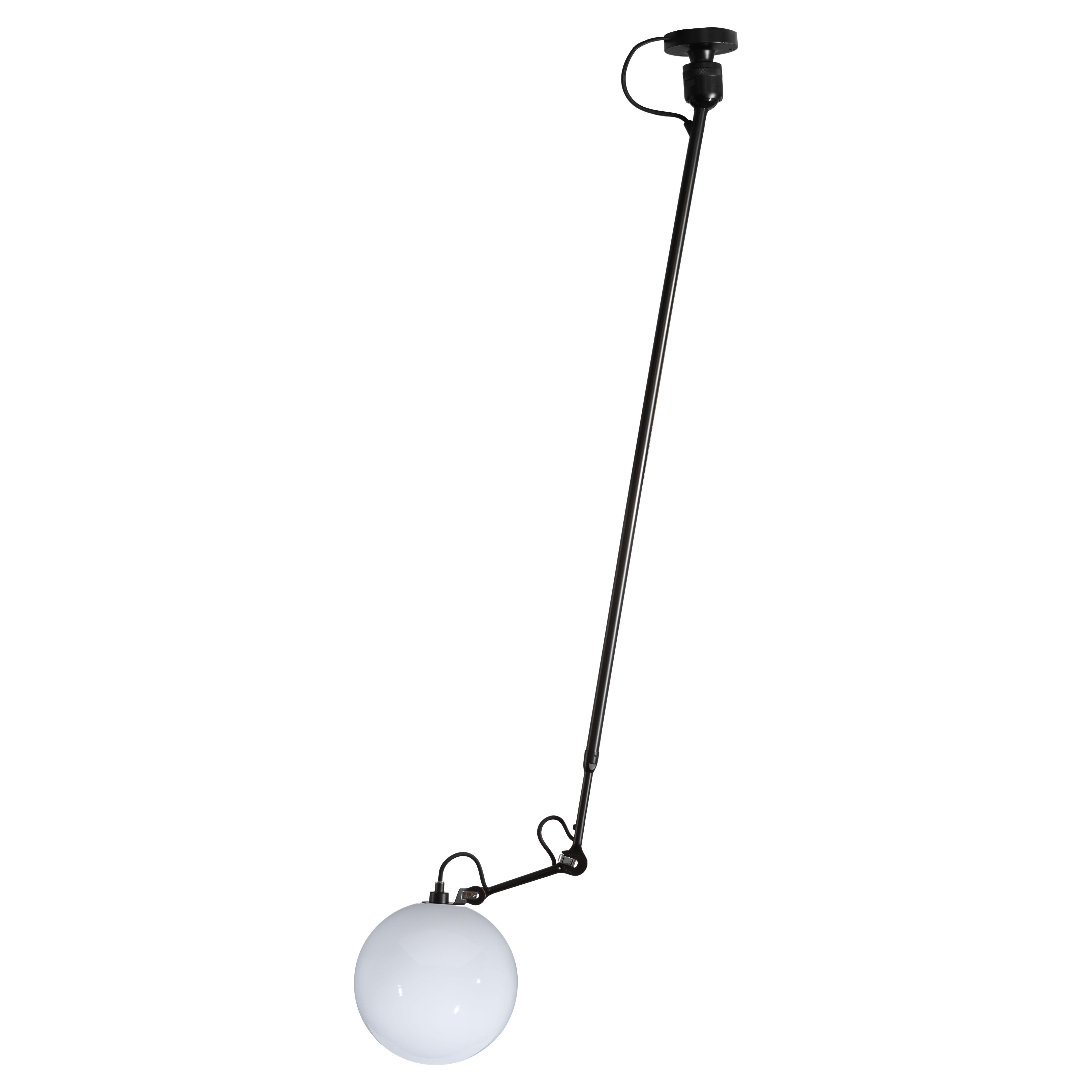DCW Editions La Lampe Gras N°302 L Pendant Light in Black Arm & Large Glassball For Sale