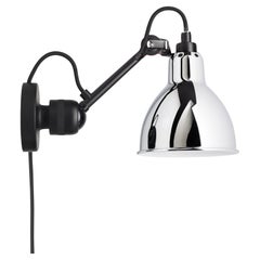 DCW Editions La Lampe Gras N°304 CA Wall Lamp in Black Arm and Chrome Shade