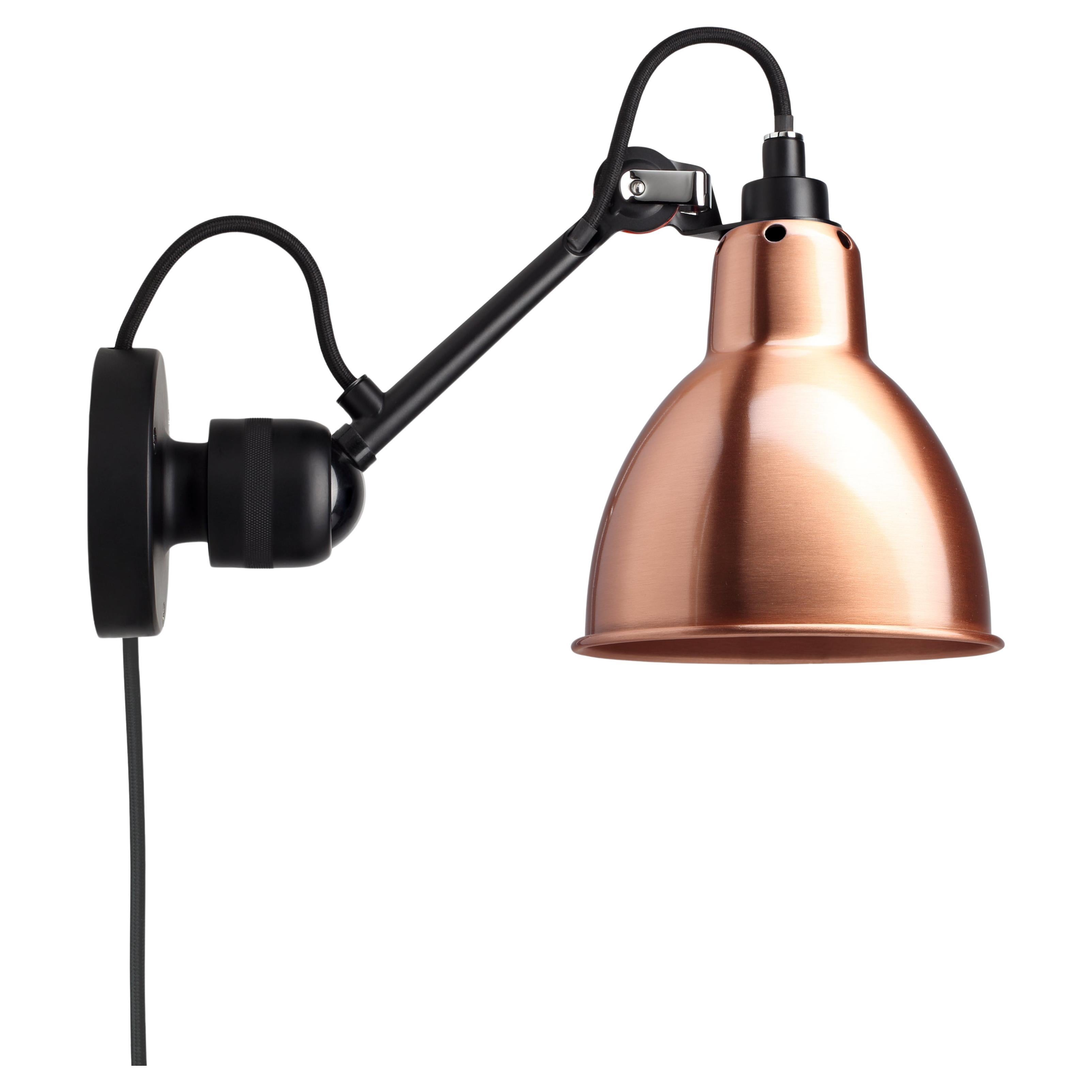 DCW Editions La Lampe Gras N°304 CA Wall Lamp in Black Arm and Copper Shade For Sale