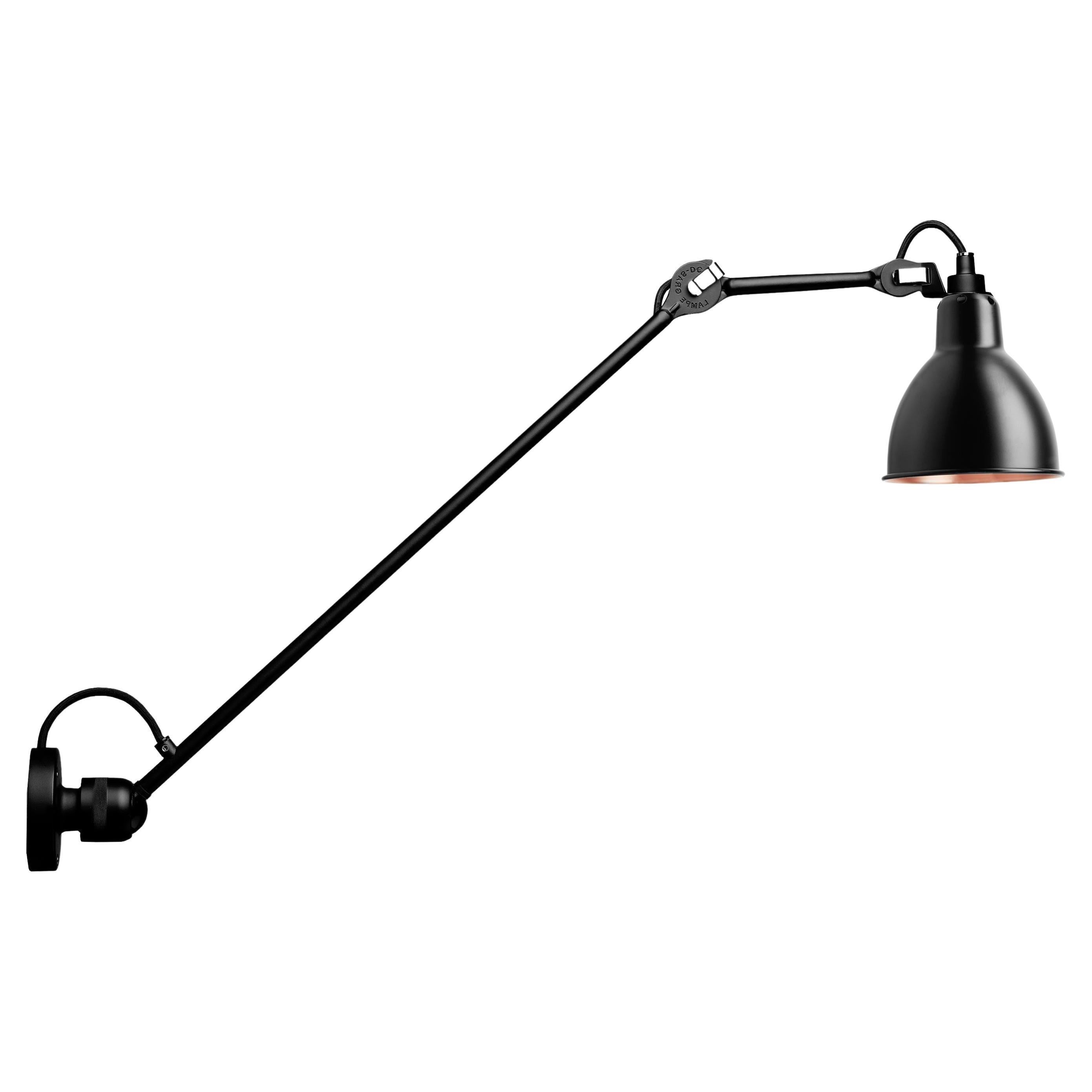 DCW Editions La Lampe Gras N°304 L60 Wall Lamp in Black Arm and Black Copper For Sale