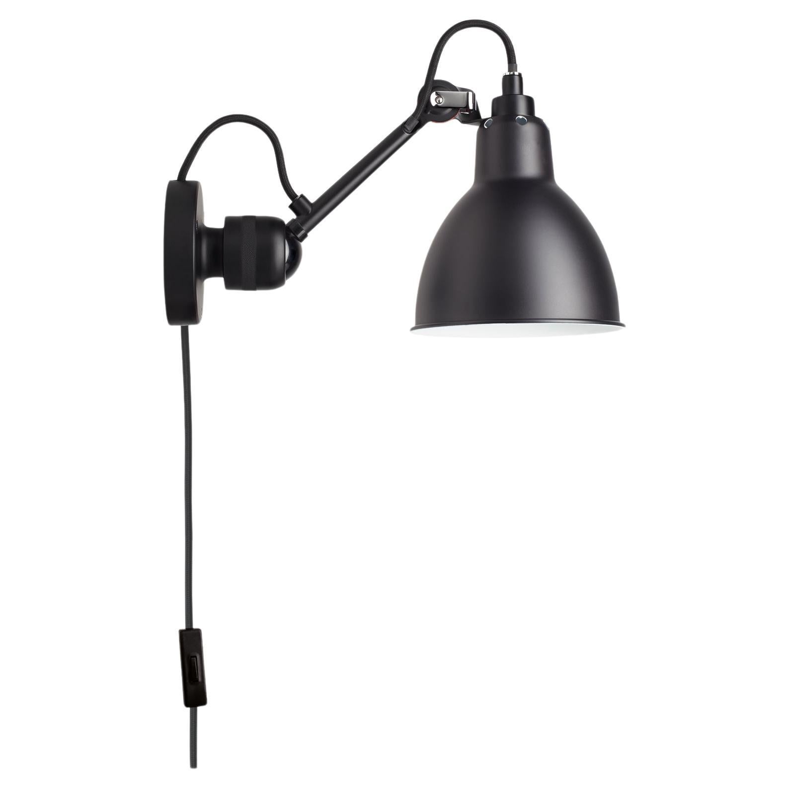 DCW Editions La Lampe Gras N°304 CA Wall Lamp in Black Arm and Black Shade For Sale