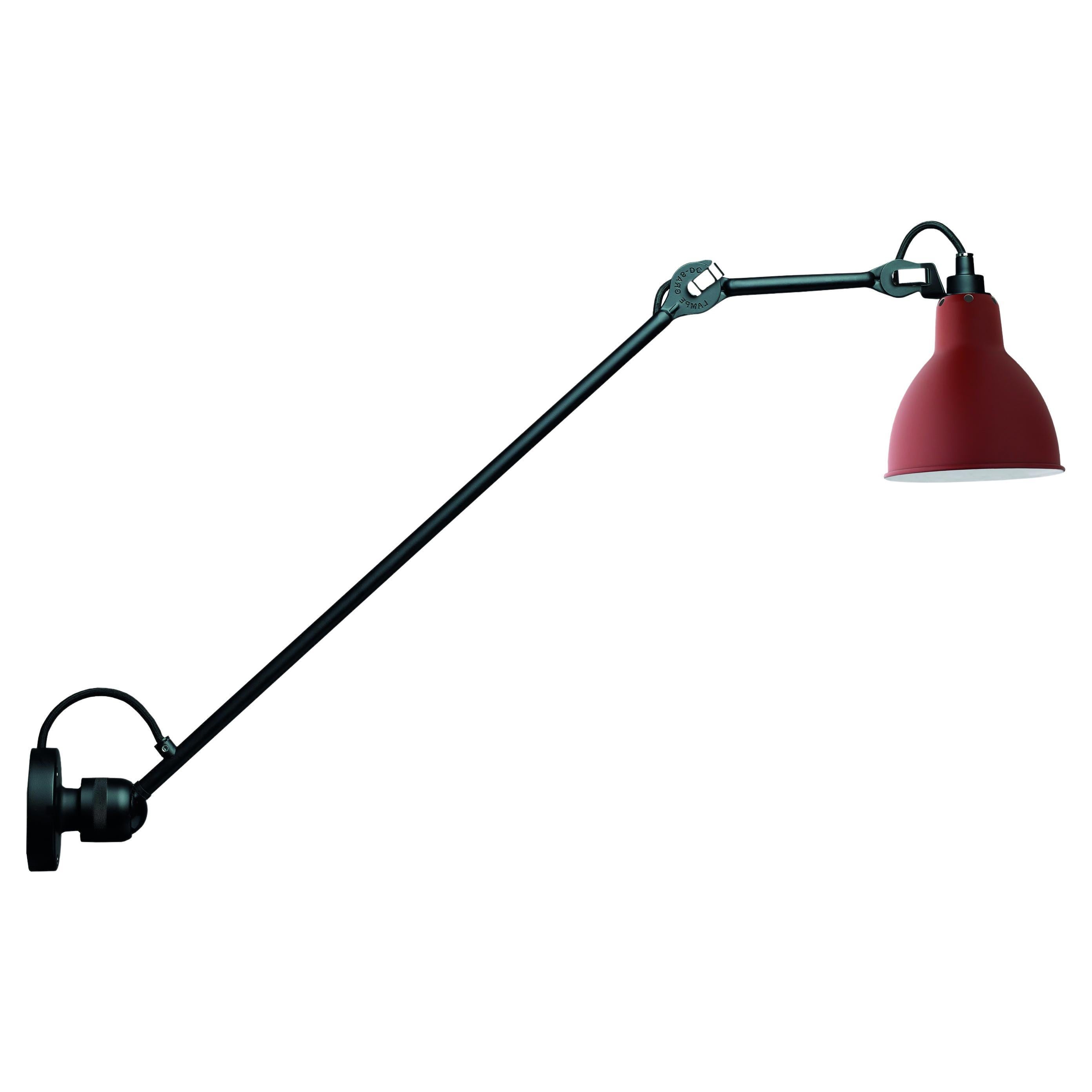 DCW Editions La Lampe Gras N°304 L60 Wall Lamp in Black Arm and Red Shade For Sale