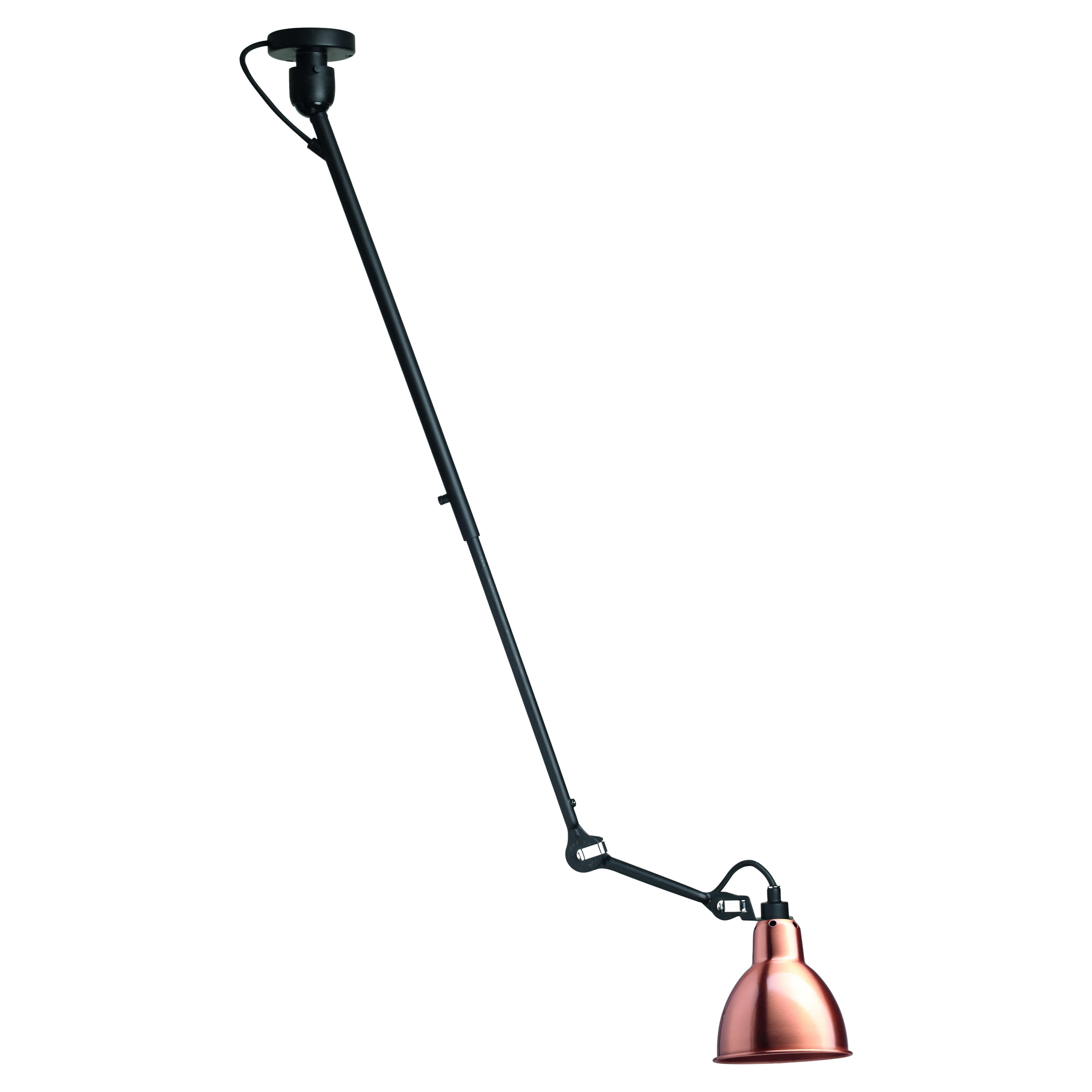 DCW Editions La Lampe Gras N°302 Pendant Light in Black Arm and Copper Shade For Sale