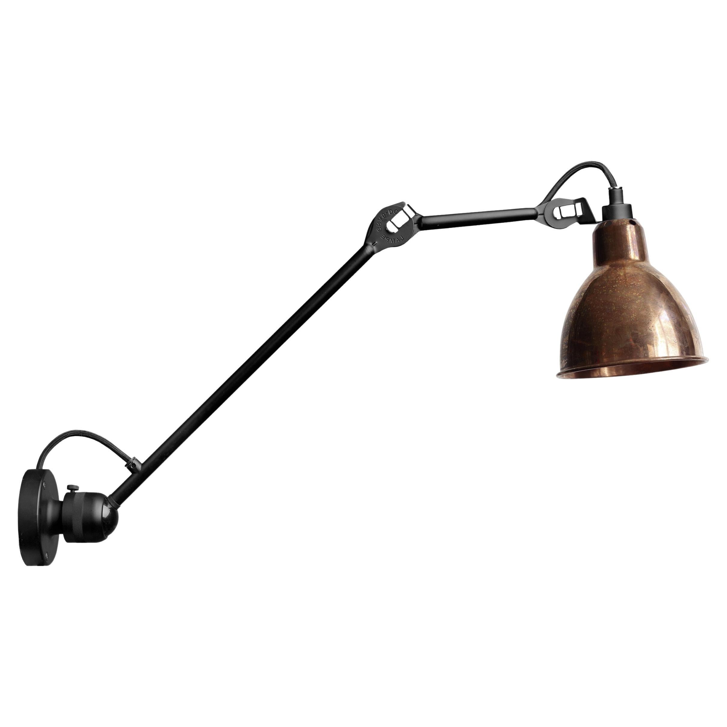 DCW Editions La Lampe Gras N°304 L40 Wall Lamp in Black Arm and Raw Copper Shade For Sale