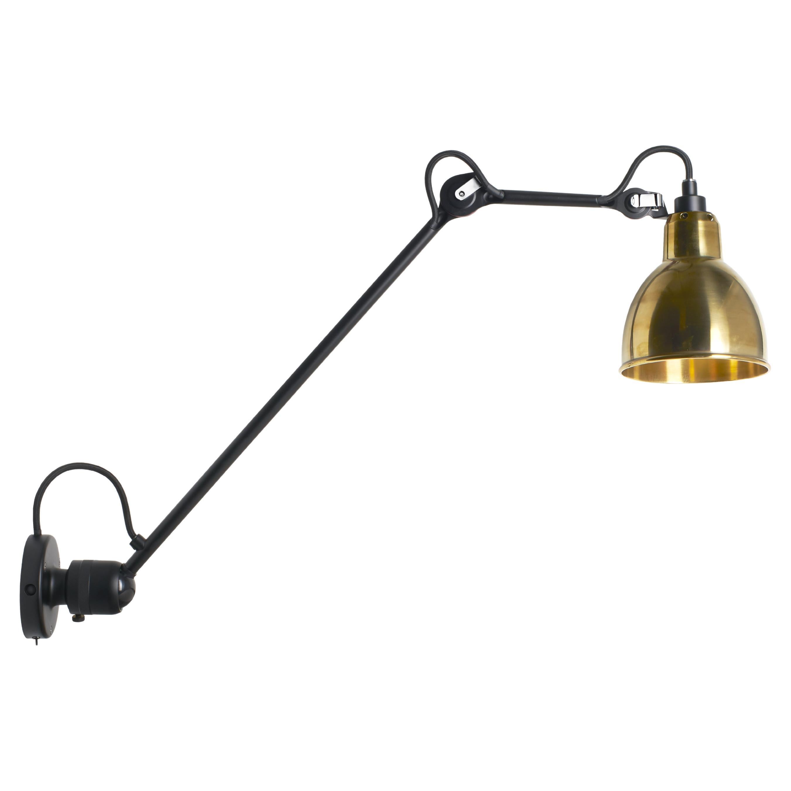 DCW Editions La Lampe Gras N°304 L40 SW Round Wall Lamp in Brass Shade For Sale