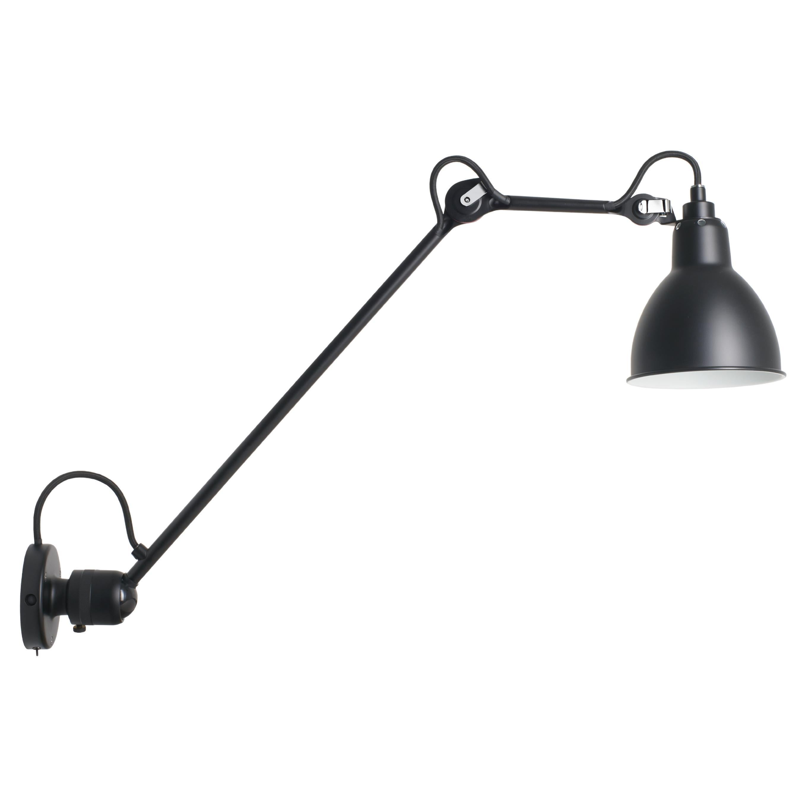DCW Editions La Lampe Gras N°304 L40 SW Round Wall Lamp in Black Shade For Sale