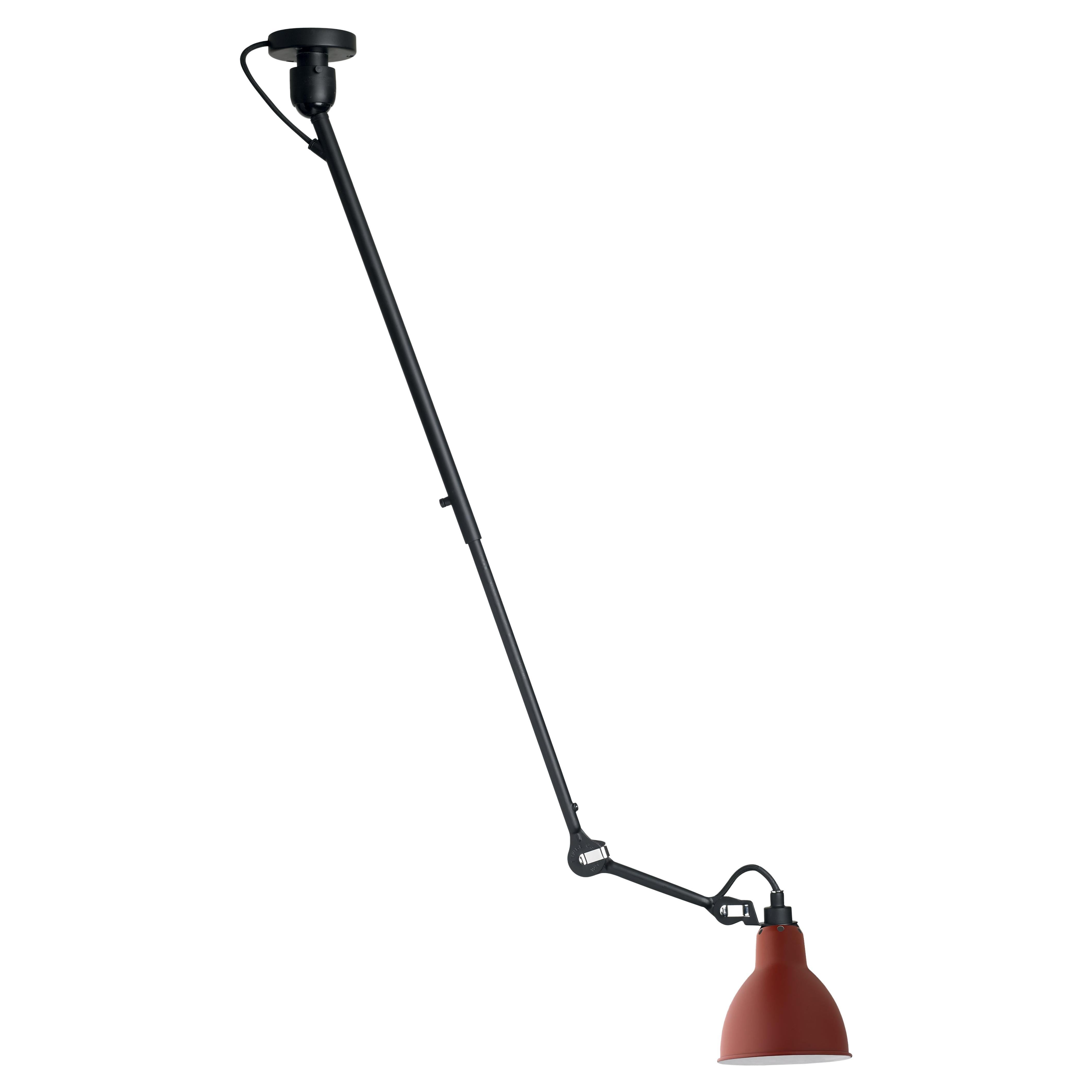 DCW Editions La Lampe Gras N°302 Pendant Light in Black Arm and Red Shade
