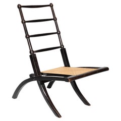 EW Godwin Style de. Chaise pliante Aesthetic Movement ébonisée avec assise en rotin neuve