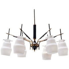 Lampadario decorativo italiano di metà secolo in ottone