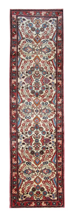 Tappeto Runner Crema Vintage, Tappeto Floreale in Lana