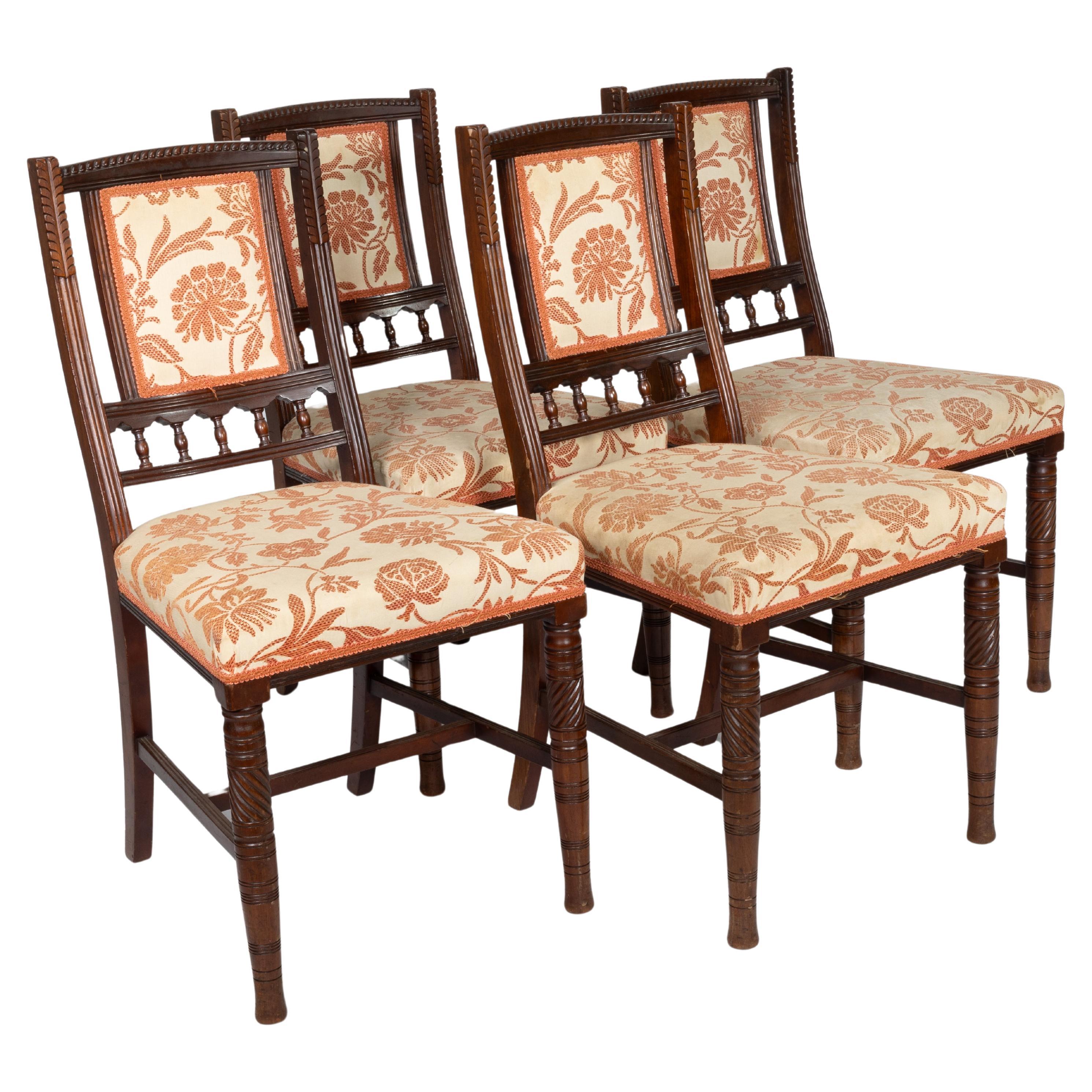 Bruce Talbert attributed. A set of four Aesthetic Movement walnut dining chairs For Sale