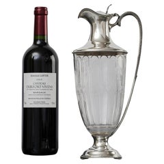 Brocca da vino in vetro tagliato e argento in stile classico