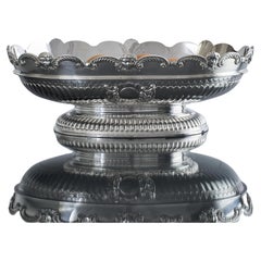 Large Victorian oval antique sterling silver bowl