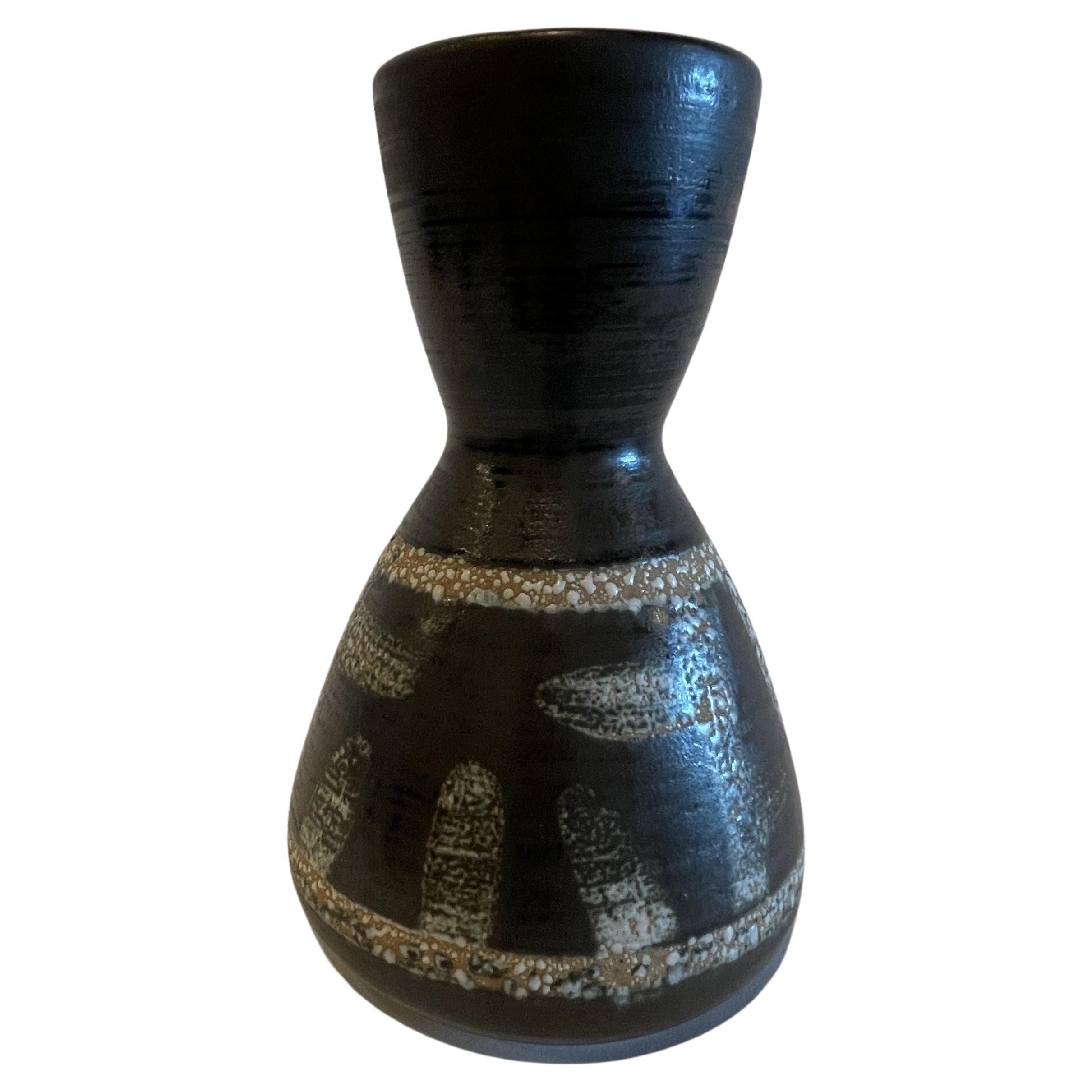 Vaso israeliano di metà secolo in ceramica smaltata Lapid Lava