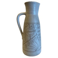 Israeli Mid-Century Lapid Sgraffito Glazed Ceramic Pitcher