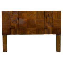 Lane Furniture Cabecero Cubista Americano de Mediados de Siglo de Madera Tamaño Queen