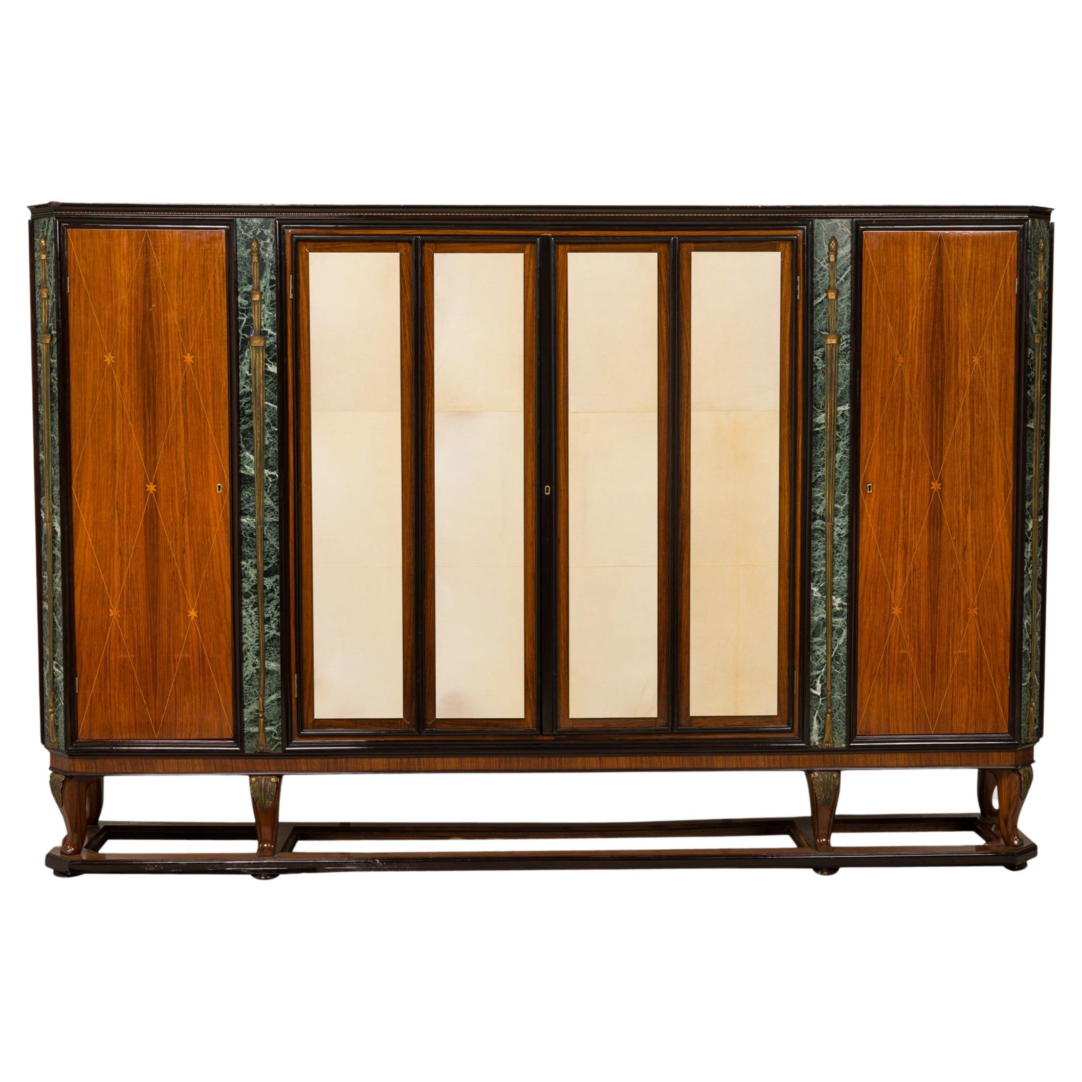 Mid-Century Italian Modern Palisander & Marmor Bücherregal im Angebot