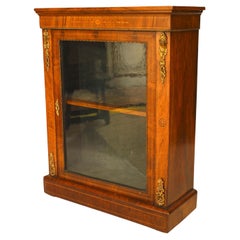 French Victorian Walnut Display Cabinet with Bronze Trim, Circa 1890