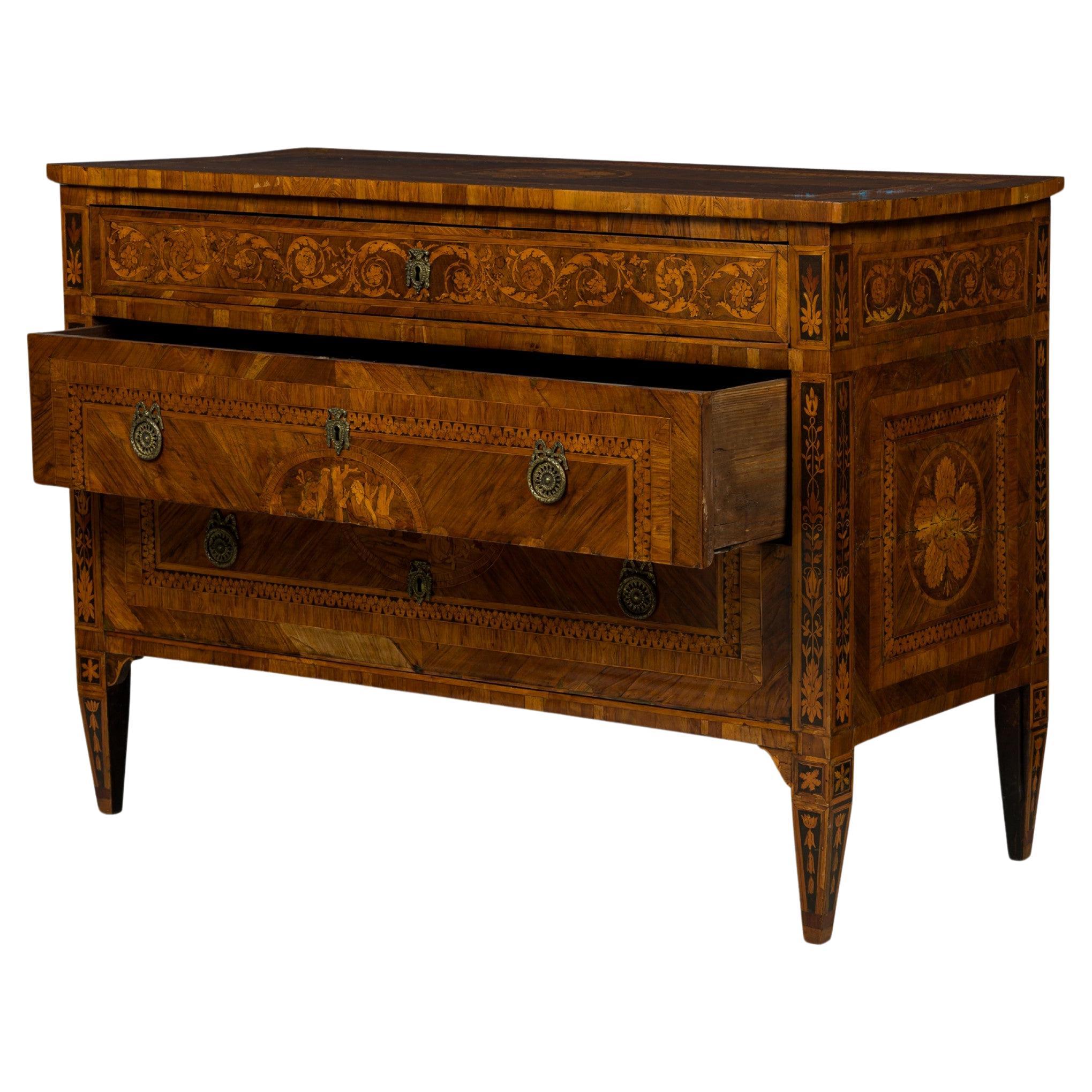 Commode / Cassapanca intarsiata in noce e legno di limone di FRANCESCO PREDA, italiano neo-classico