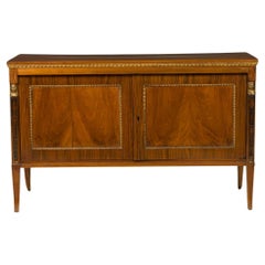Italian Neo-Classic Walnut, Bronze & Parcel Gilt 2 Door Credenza / Sideboard
