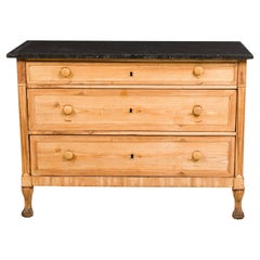 Italian Venetian Commode, Black Marble Top, Hand-Carved, Circa 1850