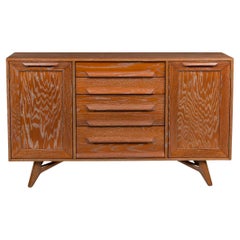 American Mid-Century Cerused Oak Four Drawer Credenza