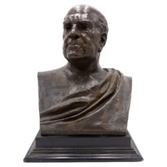 Buste d'homme en bronze néo-classique à toge