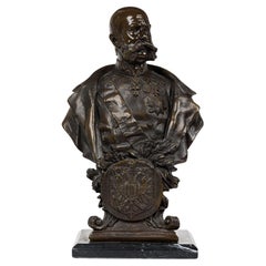 Busto continental de bronce de un dignatario / militar bigotudo