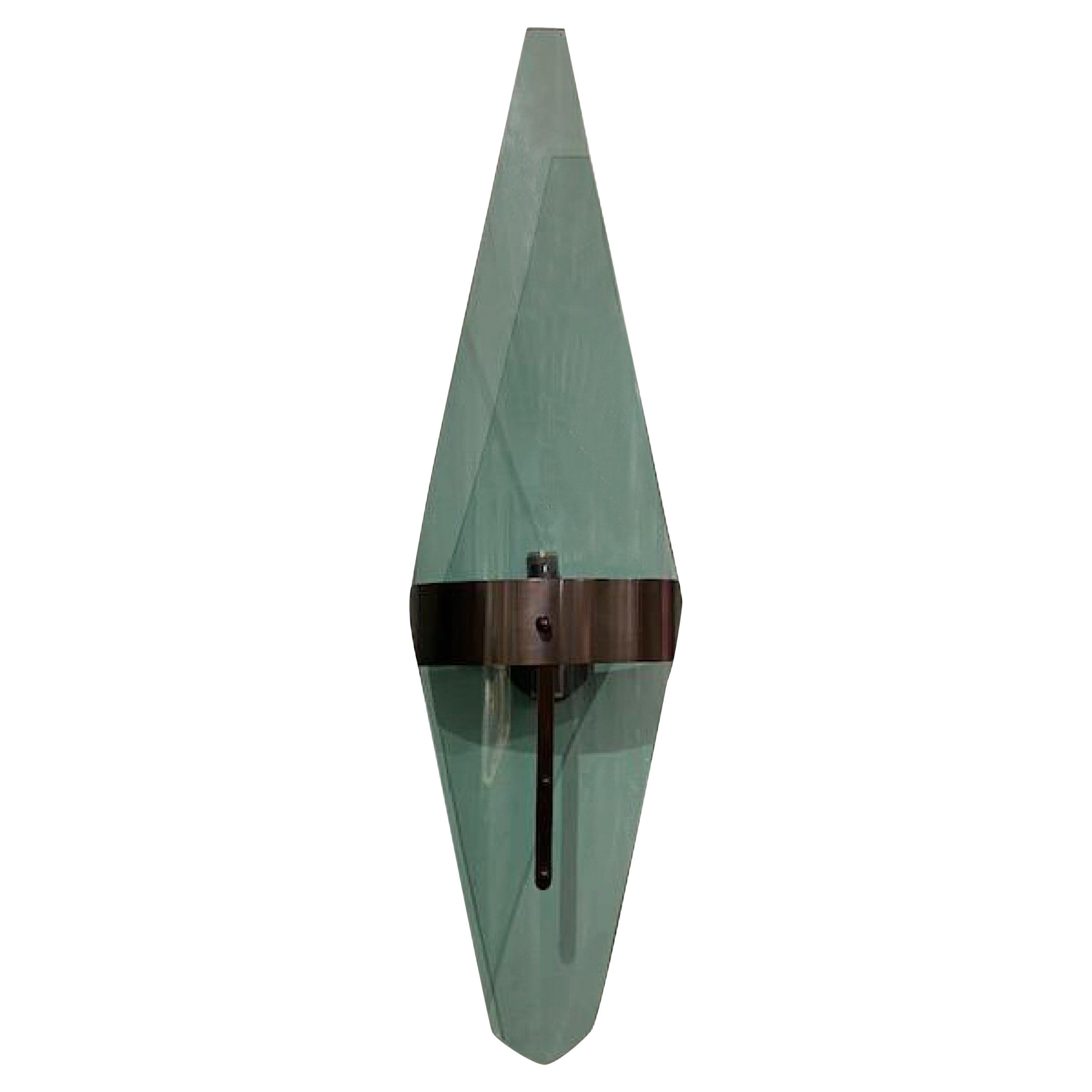 Pair of Italian Contemporary Fontana Arte-Style Green Glass Wall Sconces