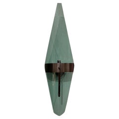 Paar italienische zeitgenössische Wandleuchten aus grünem Glas im Fontana Arte-Stil