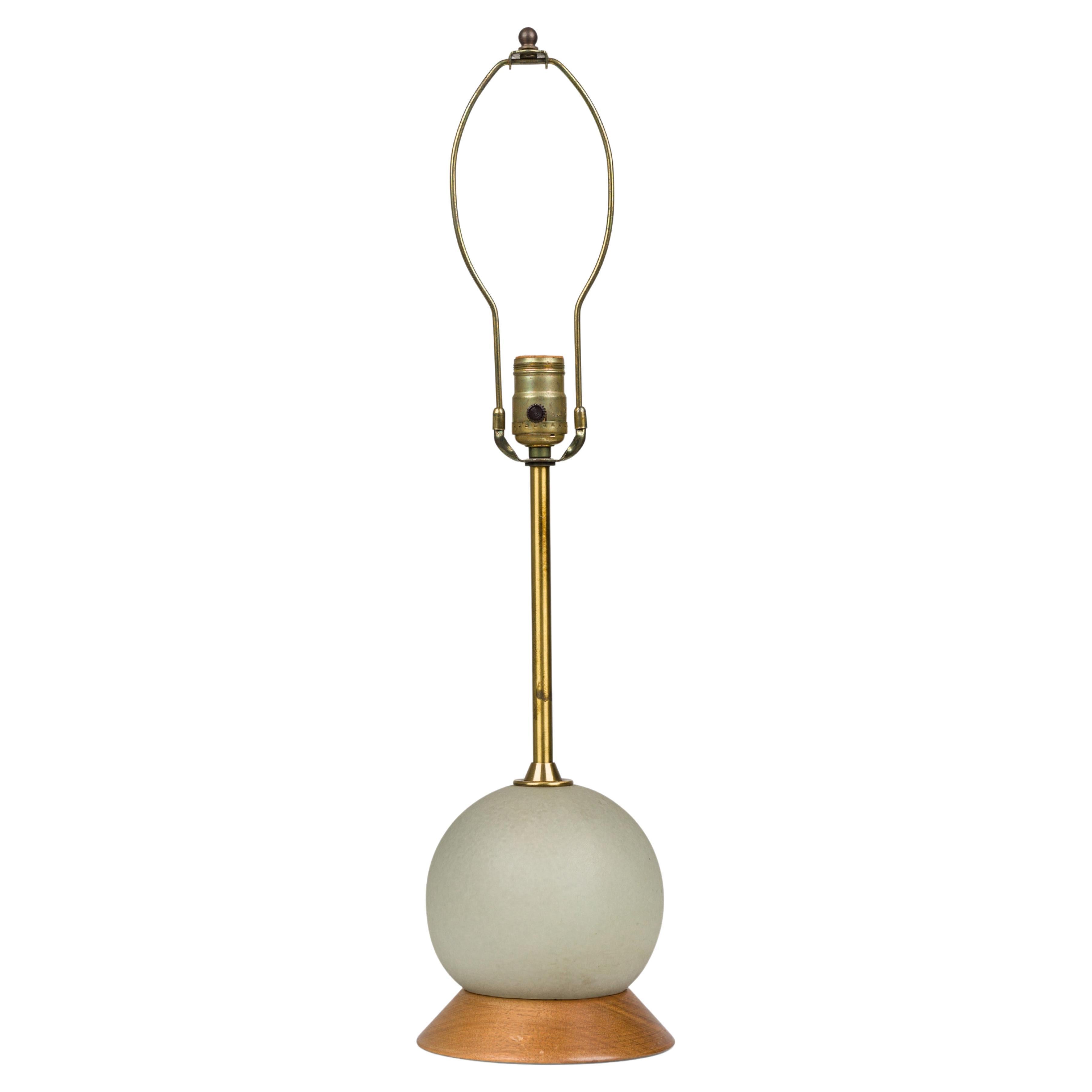 Pair of Mid-Century American Robin's Egg Glazed Globe Form Ceramic Table Lamps