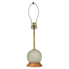 Pair of Mid-Century American Robin's Egg Glazed Globe Form Ceramic Table Lamps