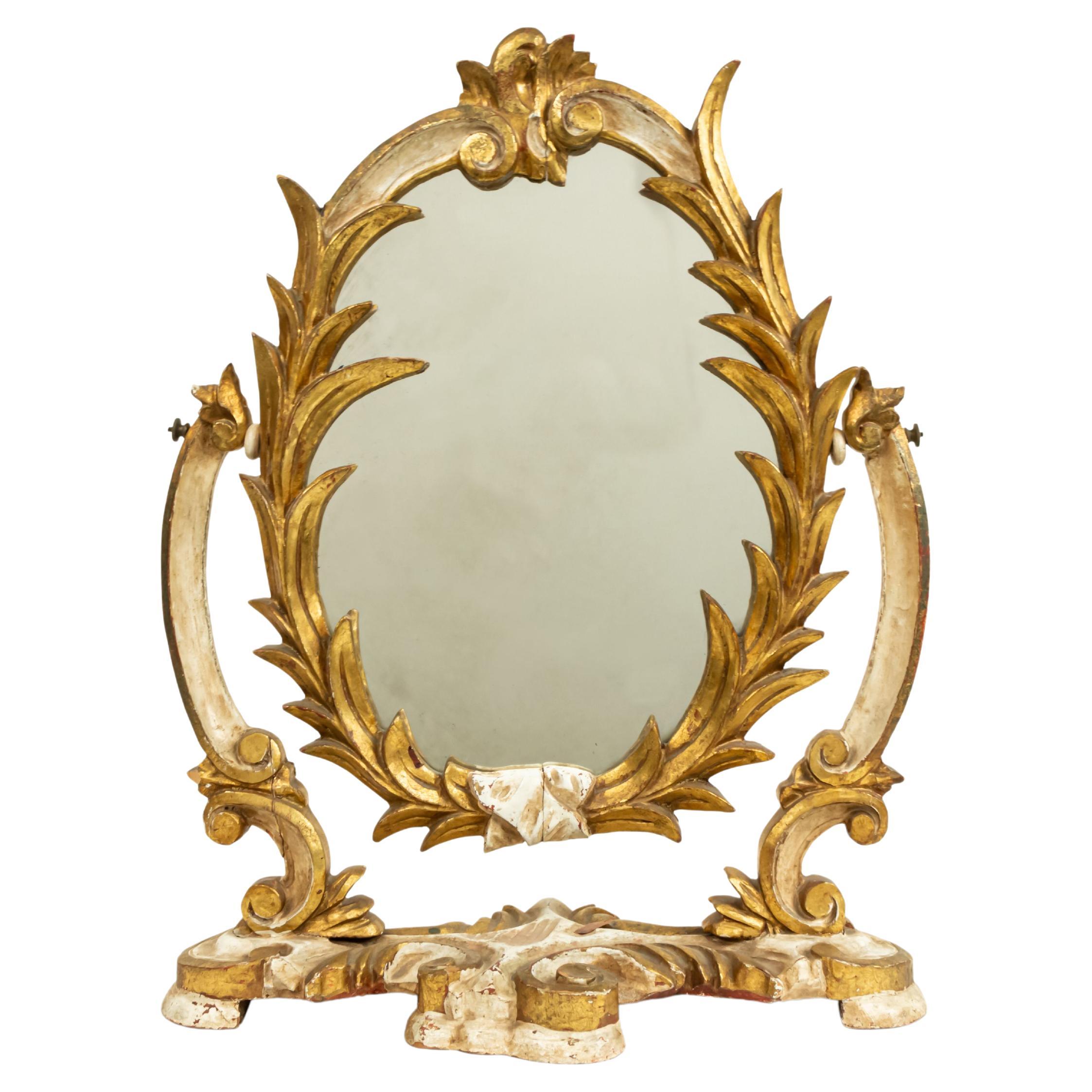 Italienische Rokoko Stil vergoldet geschnitzt Schminktisch / Vanity Mirror im Angebot
