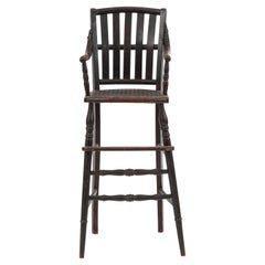 Victorian Child's High Chair, Hand-Crafted Wood, Circa 1890, USA