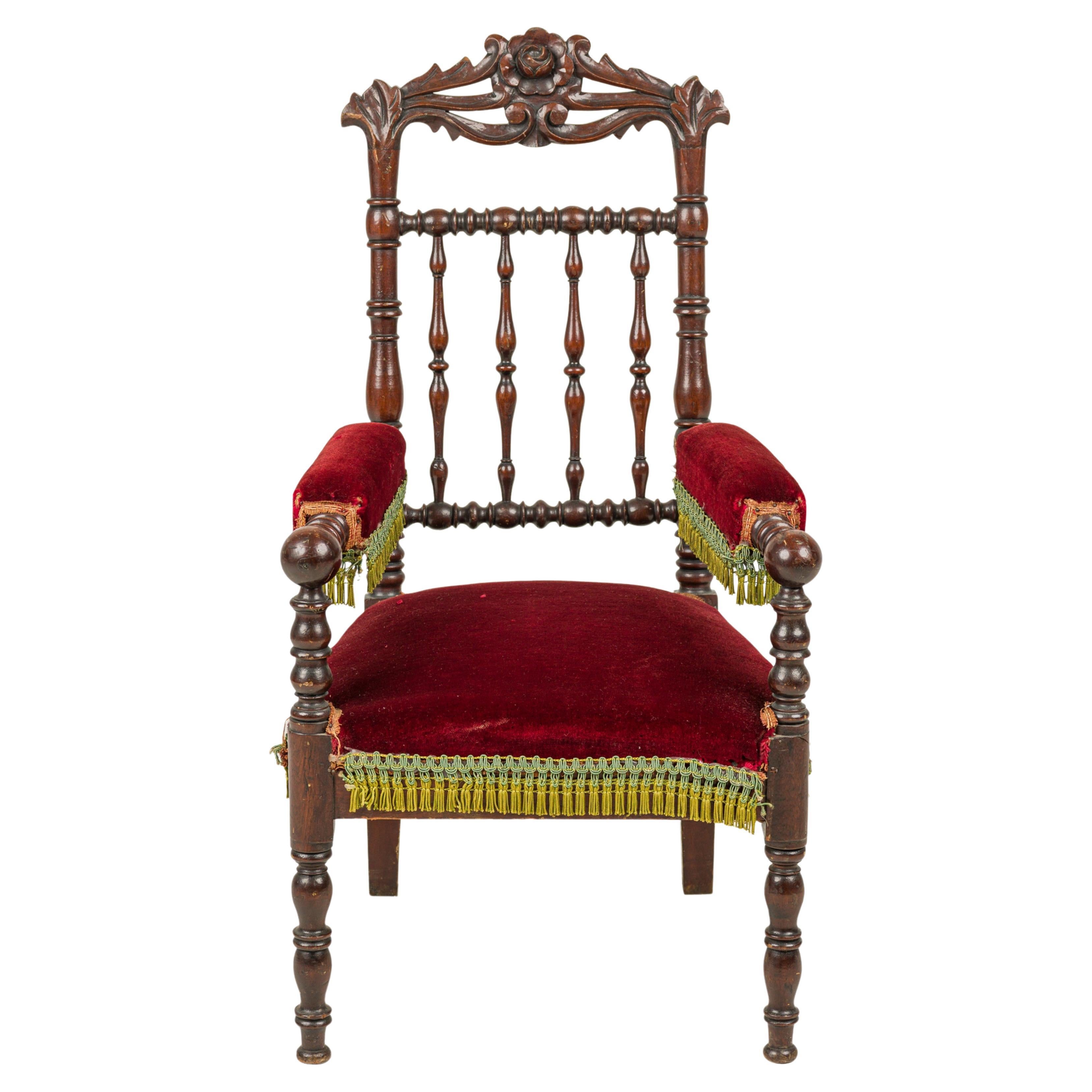 Fauteuil d'enfant victorien en acajou, fabriqué à la main, CIRCA 1890 en vente