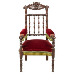 Victorian Mahogany Child's Arm Chair, Hand-Crafted, Circa 1890