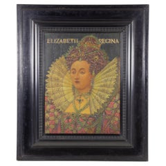 Queen Elizabeth Portrait in Incised Wood & Oil Paint, 1903
