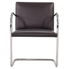 2010er Mies van der Rohe Rohrstühle Brno Dining Chairs in Brown Leder Modell 245