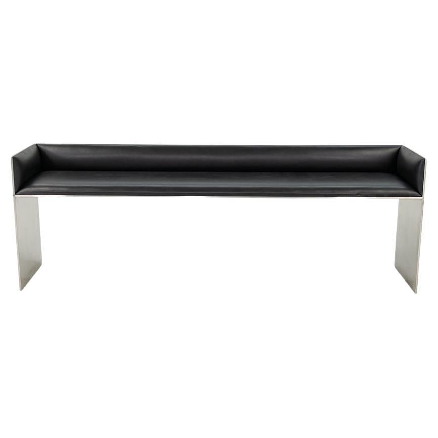 2016 Custom Brushed Stainless Steel Bench w/ Leather Upholstery, 1x Available