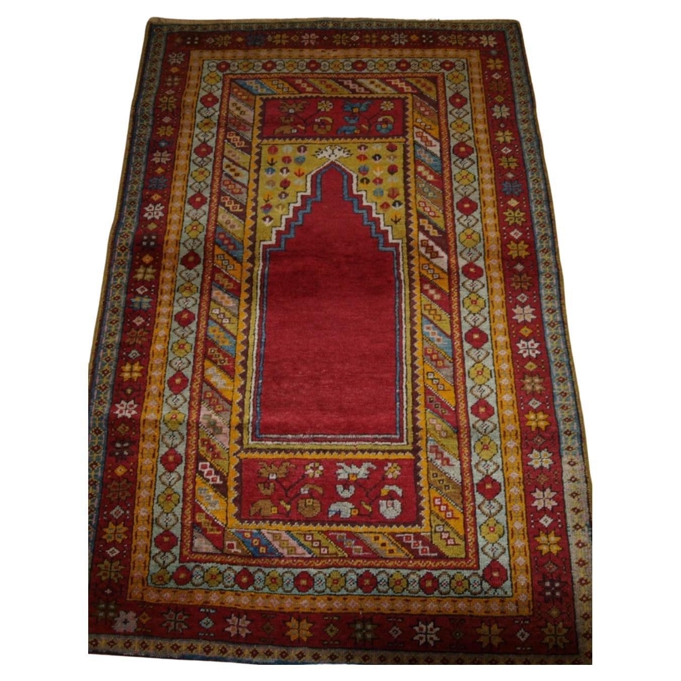 Antique Turkish Kirsehir Village Prayer Rug Of Traditional Design, Circa 1920 For Sale
