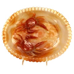 20th Century Chinese Hand-Carved Rust Agate Bowl with Crabs