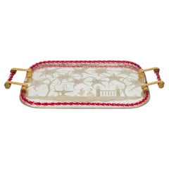Italian Venetian Etched Glass and Bronze Vanity Tray, Style of Ercole Barovier