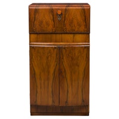 Art Deco American Bar Cabinet, Bow Front Design, Hinged Top, 1955