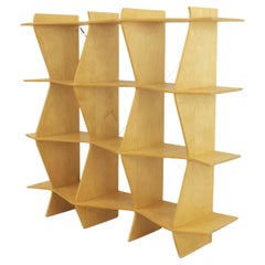 Mid-Century American Plywood ZigZag Étagère, Geometric Design, 1950s